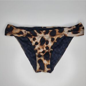 Victoria's Secret XS Knockout Bikini Bottom Animal Leopard Print Black Brown